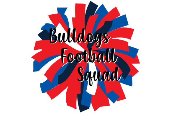 Blue and Red Bulldogs Football Pom Graphics for Crafts