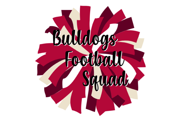 Red and White Bulldogs Football Pom Graphics for Crafts